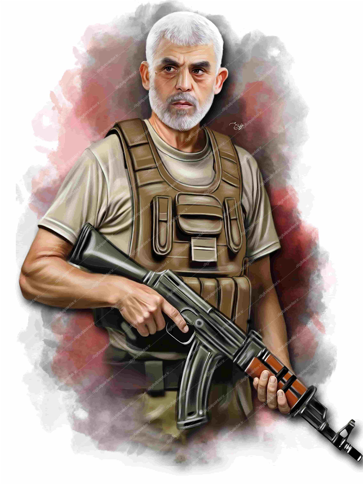 نقاشی دیجیتال شهید یحیی سنوار