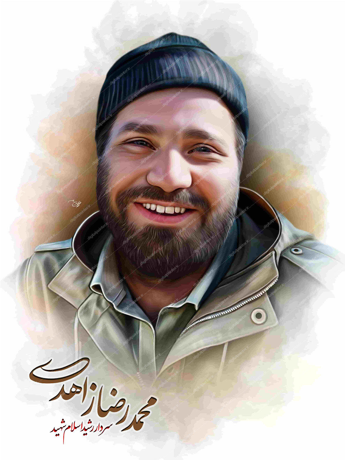 نقاشی دیجیتال سردار شهید محمد رضا زاهدی