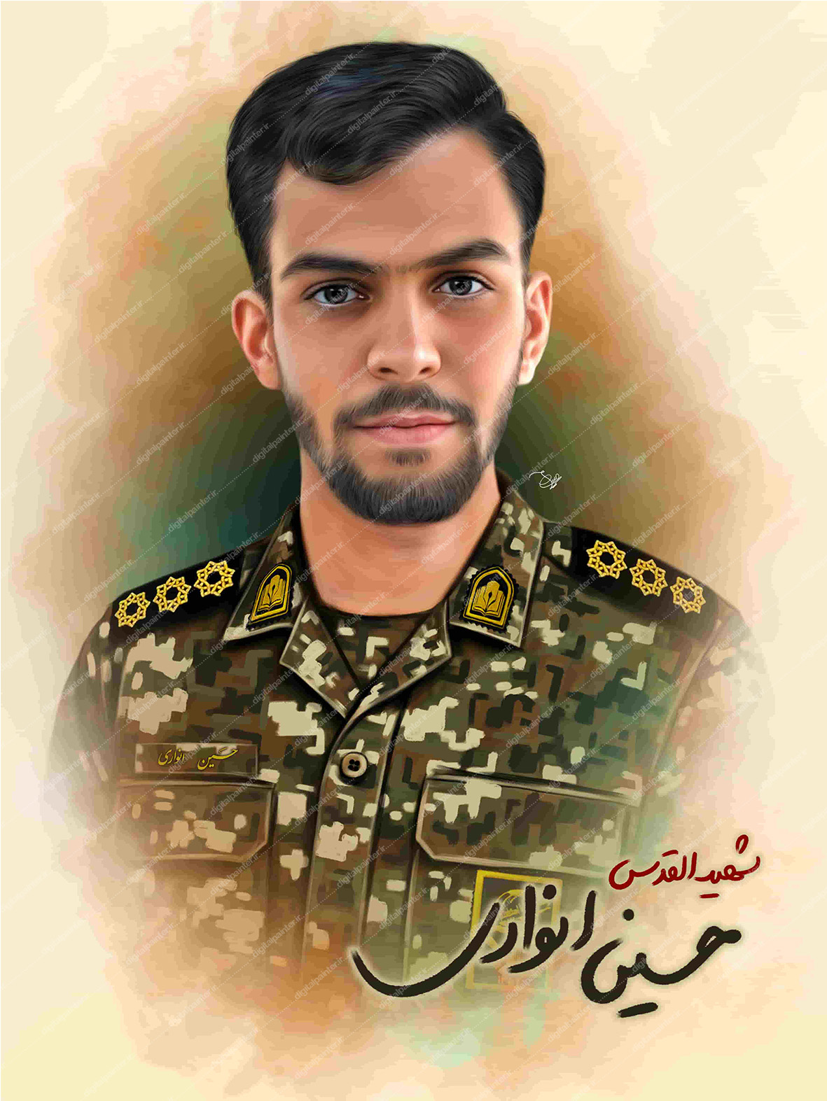 نقاشی دیجیتال شهید حسین انواری
