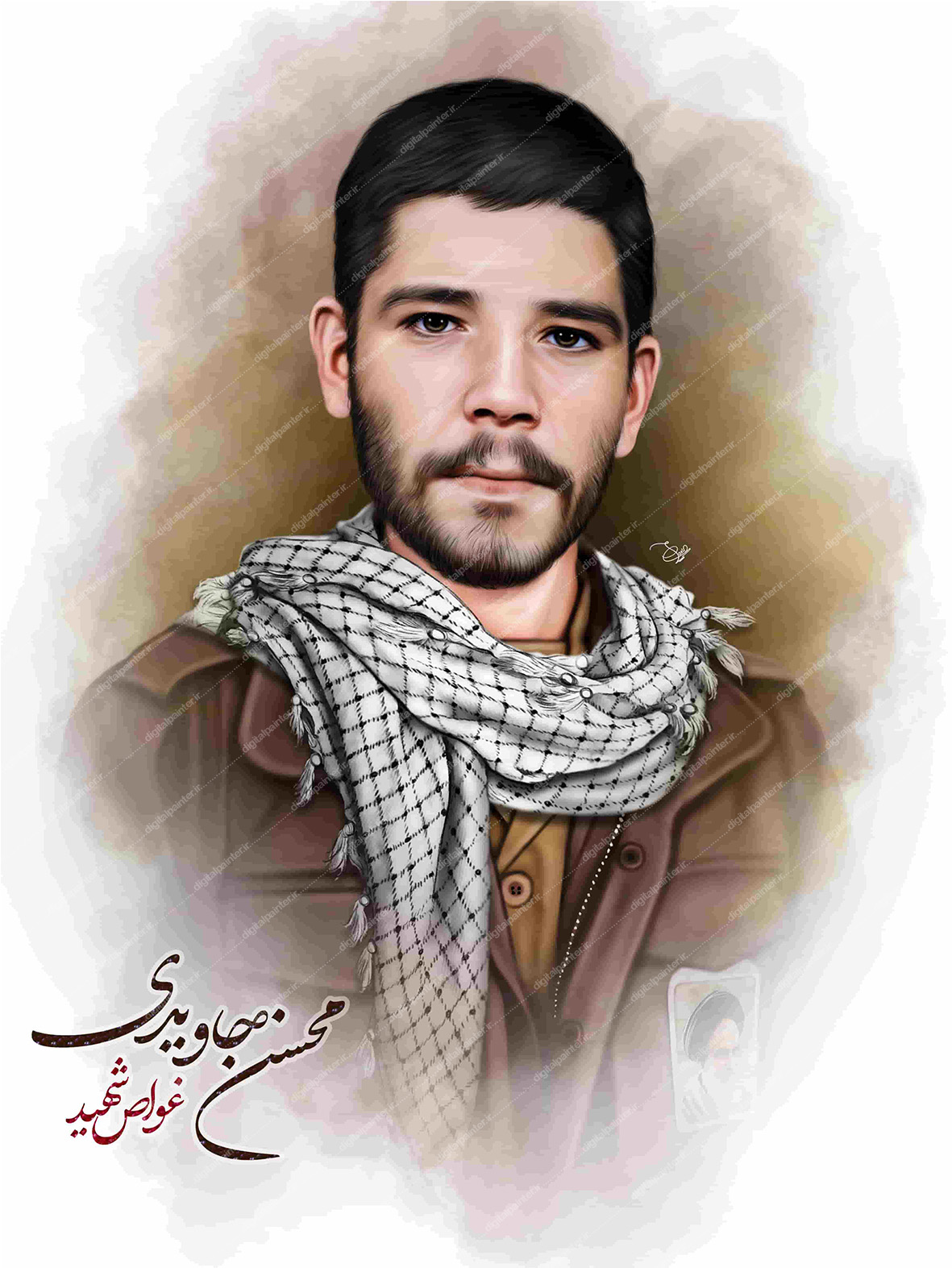 نقاشی دیجیتال غواص شهید محسن جاویدی