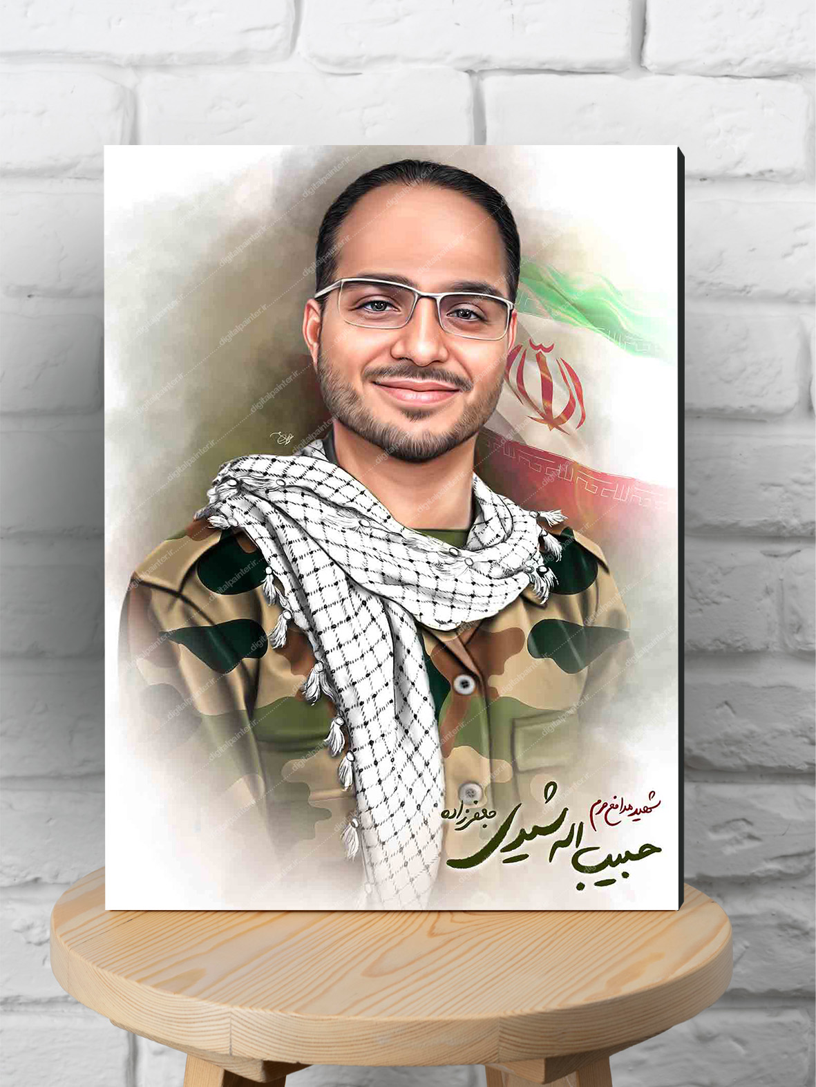 قاب شاسی نقاشی دیجیتال شهید مدافع حرم حبیب الله شیری