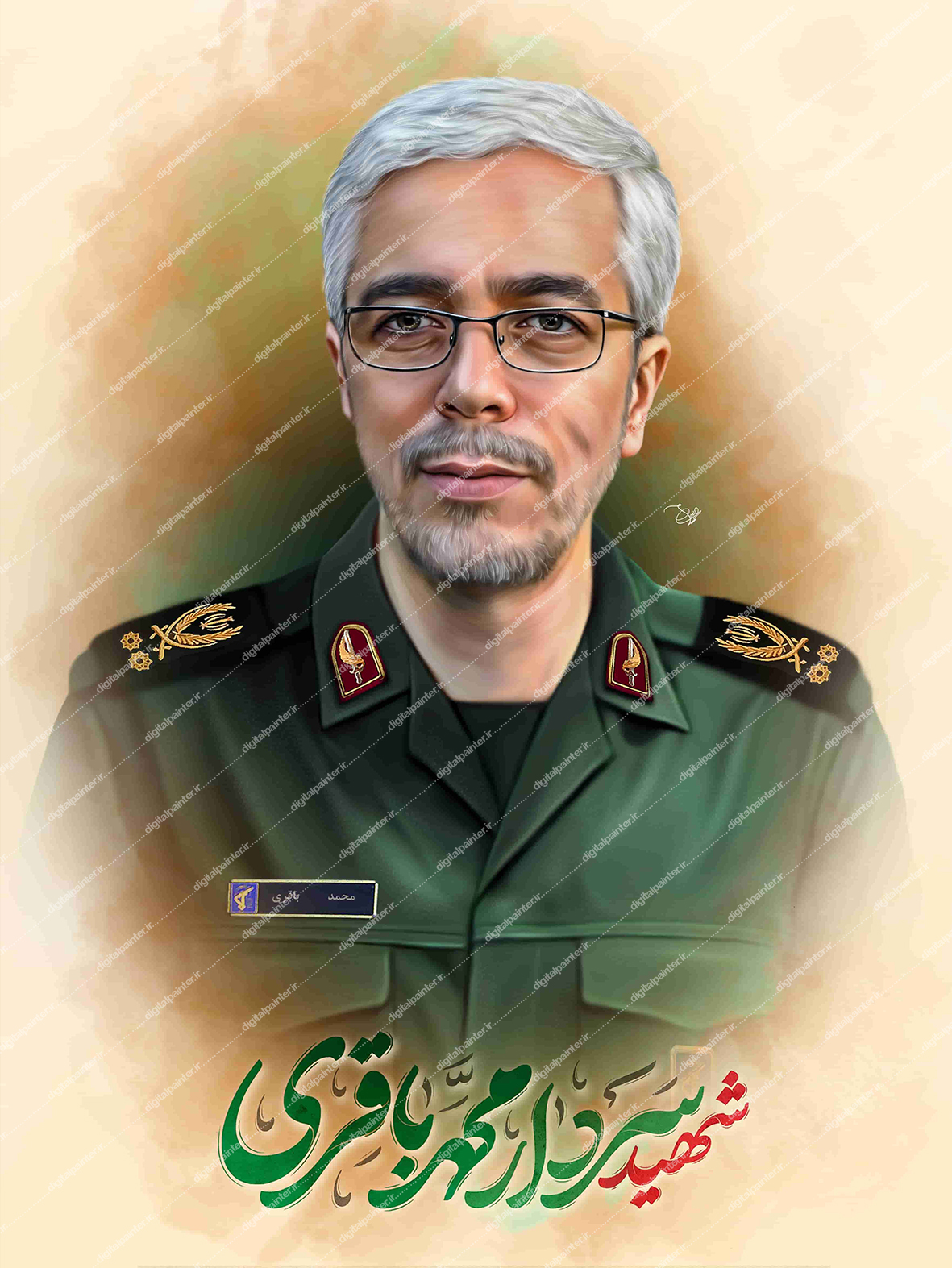 نقاشی دیجیتال سردار شهید محمد باقری