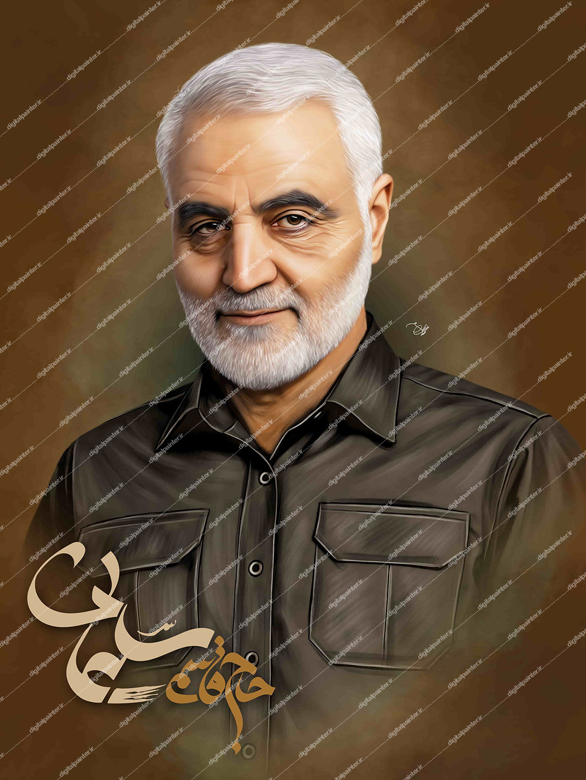 نقاشی دیجیتال شهید حاج قاسم سلیمانی