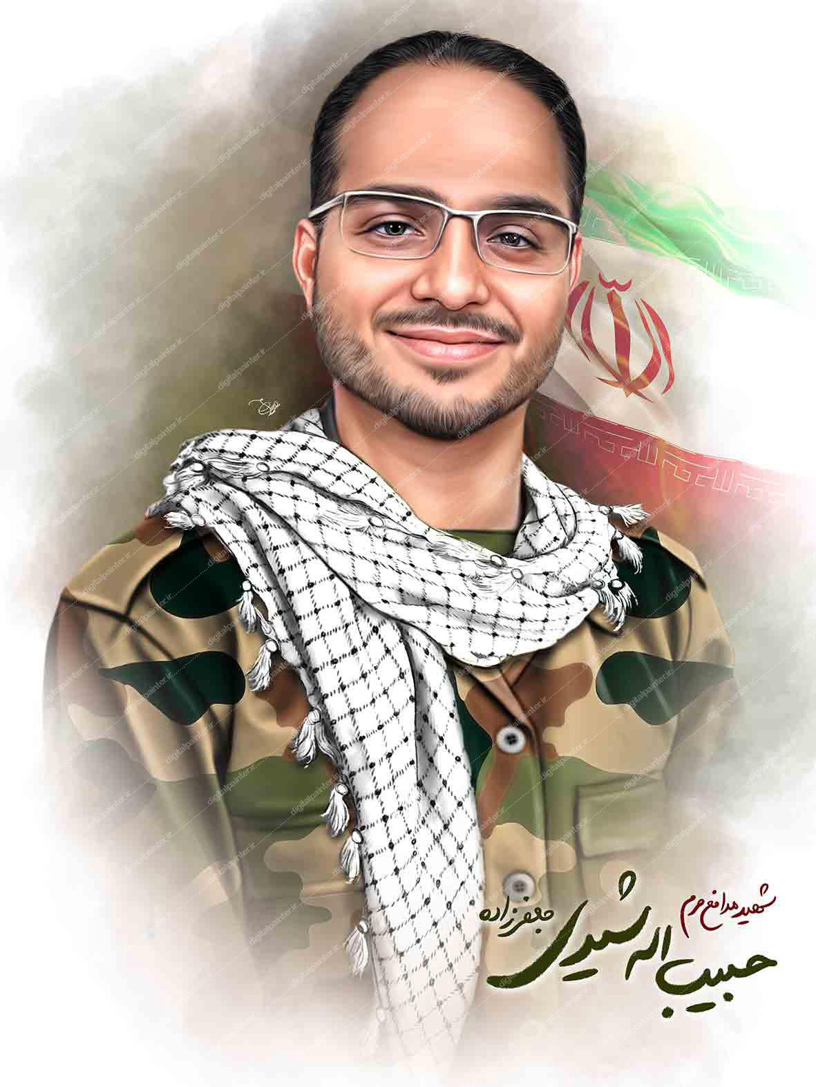 نقاشی دیجیتال شهید حبیب اله شیری جعفرزاده