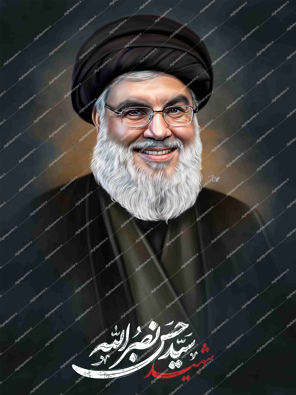 نقاشی دیجیتال شهید سید حسن نصرالله 2