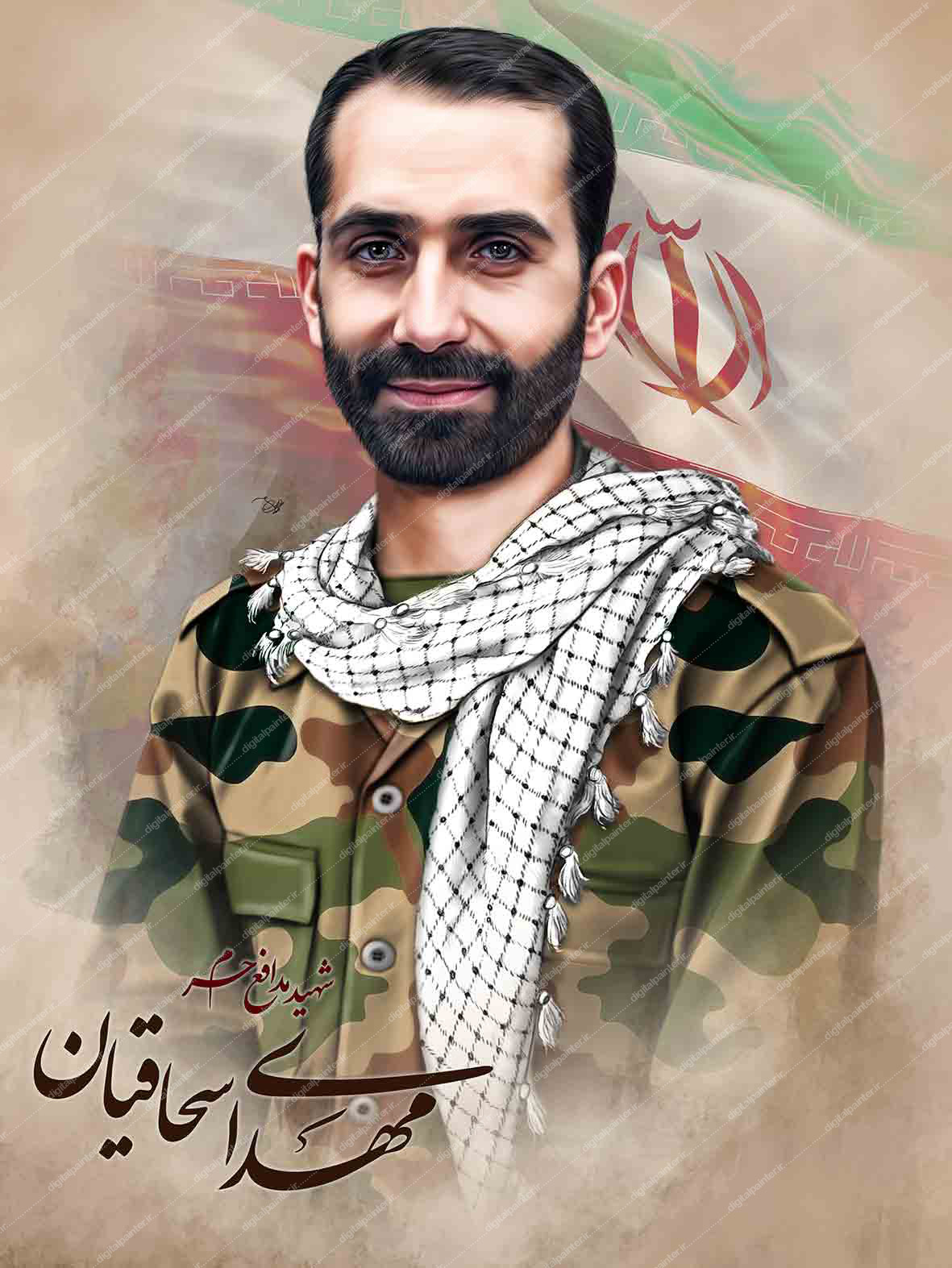 نقاشی دیجیتال شهید مهدی اسحاقیان
